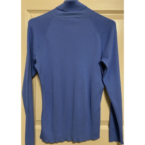 Vintage J Crew Y2K Womens Blue Cotton Ribbed Knit Sweater LS Turtleneck Classic - Picture 11 of 12
